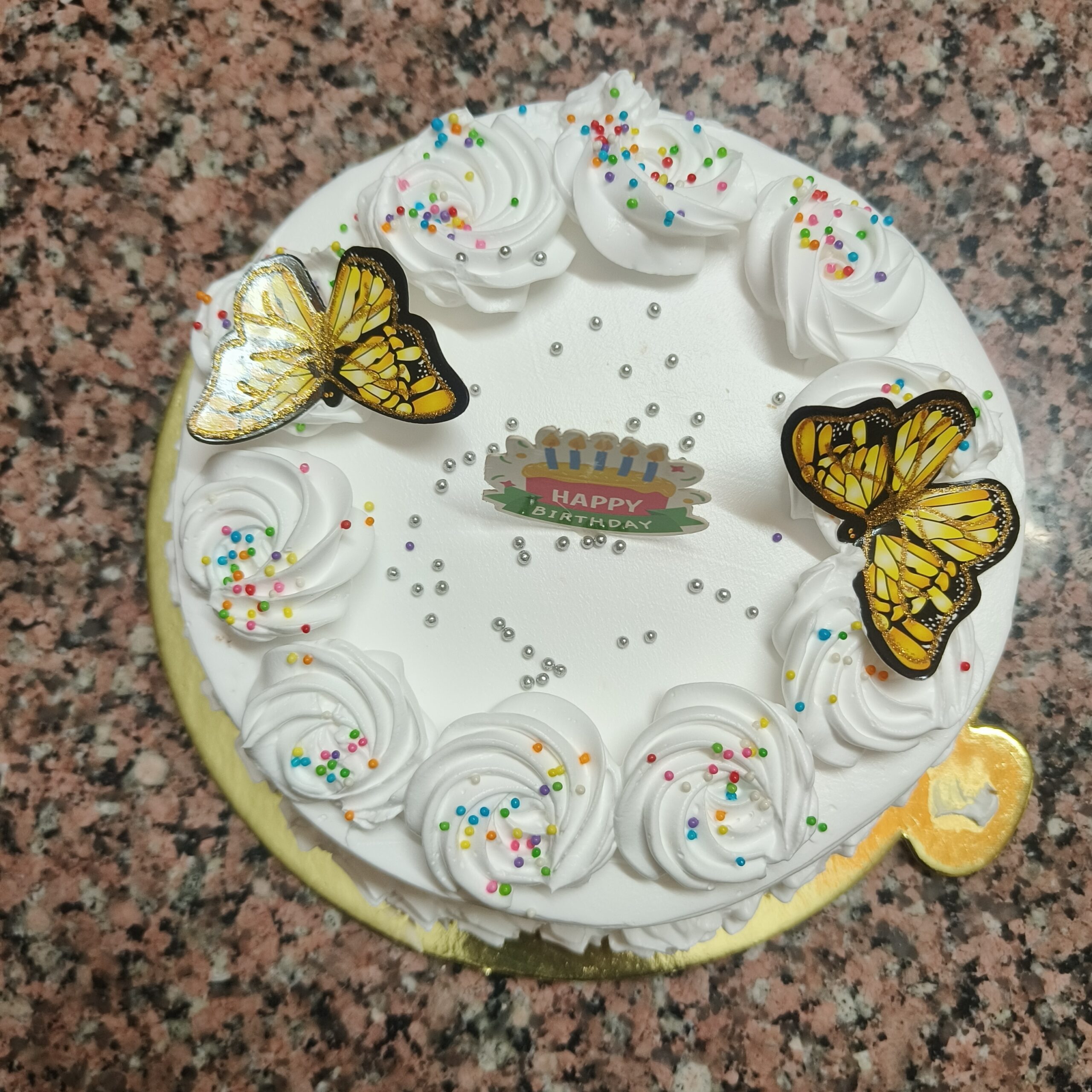 Butterfly Pearl Vanilla Cake